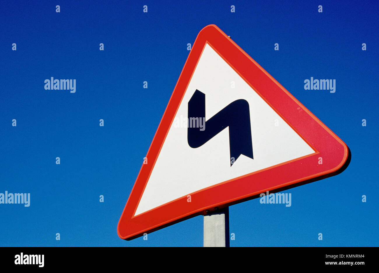 Double Bend Warning Road Sign High Resolution Stock Photography and