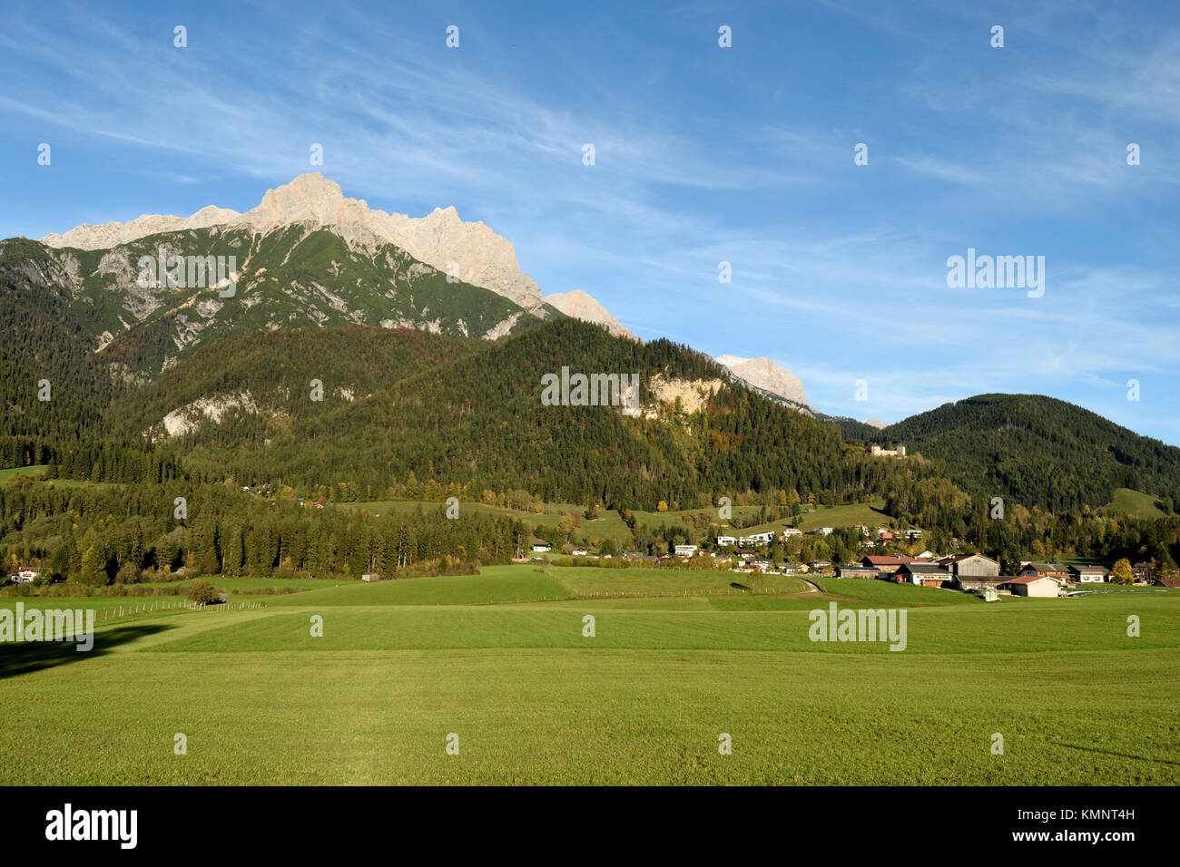 Persailhorn and Breithorn, 2  peaks at Steinernes Meer mountain range, above Bachwinkl near Saalfen, Pinzgau, Austria Stock Photo
