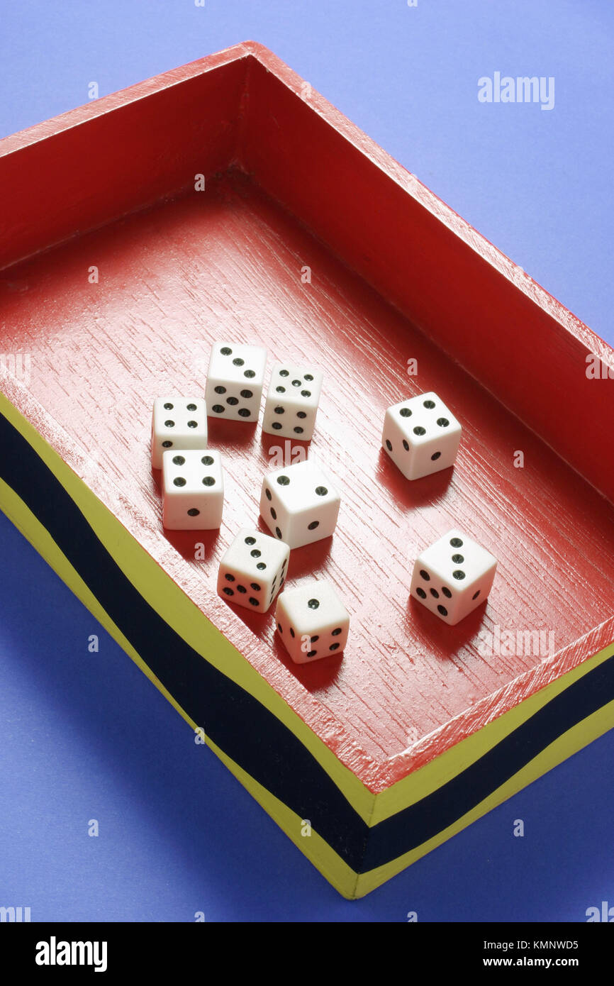 Dice in box Stock Photo Alamy