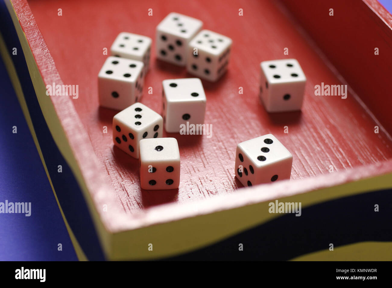 Dice in box Stock Photo Alamy