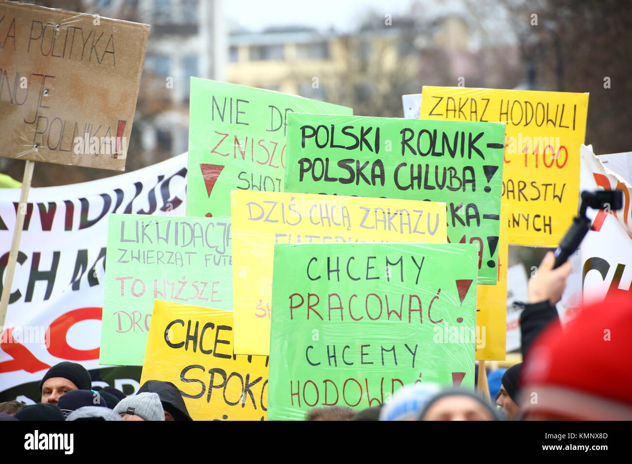 Warsaw, Poland. 08th Dec, 2017. Hundreds of mink farmers block parliament (Sejm) against cutting in their breeding in fear of losing work and financial crisis. Credit: Jakob Ratz/Pacific Press/Alamy Live News Stock Photo