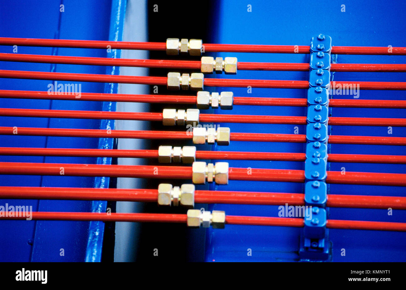 Oil tubes. Hydraulic press. Recycling industry Stock Photo Alamy