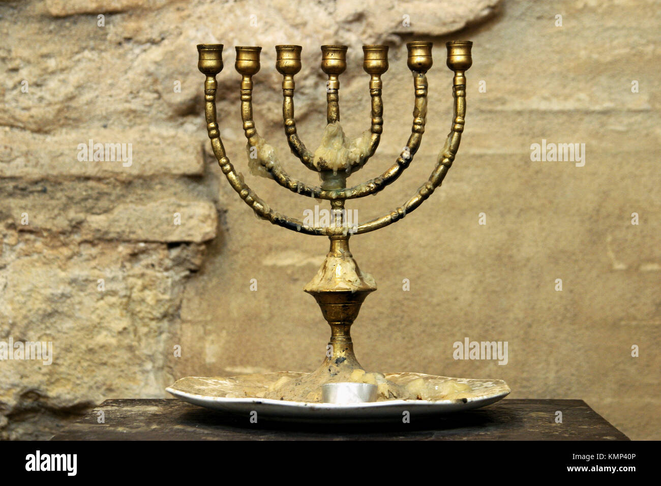 Menorah in the medieval synagogue. Cordoba. Andalusia, Spain Stock