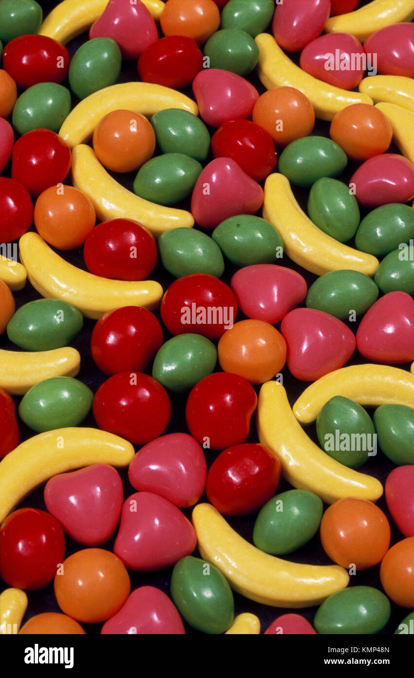 Closeup of assorted flavored fruit runt candies Stock Photo Alamy