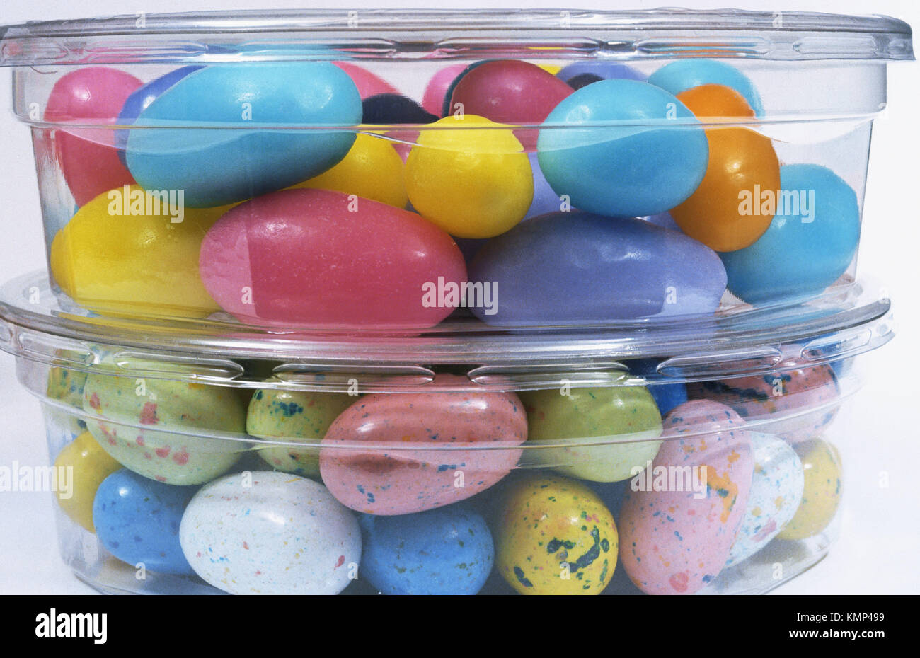 Assorted Easter egg candies in plastic containers Stock Photo Alamy