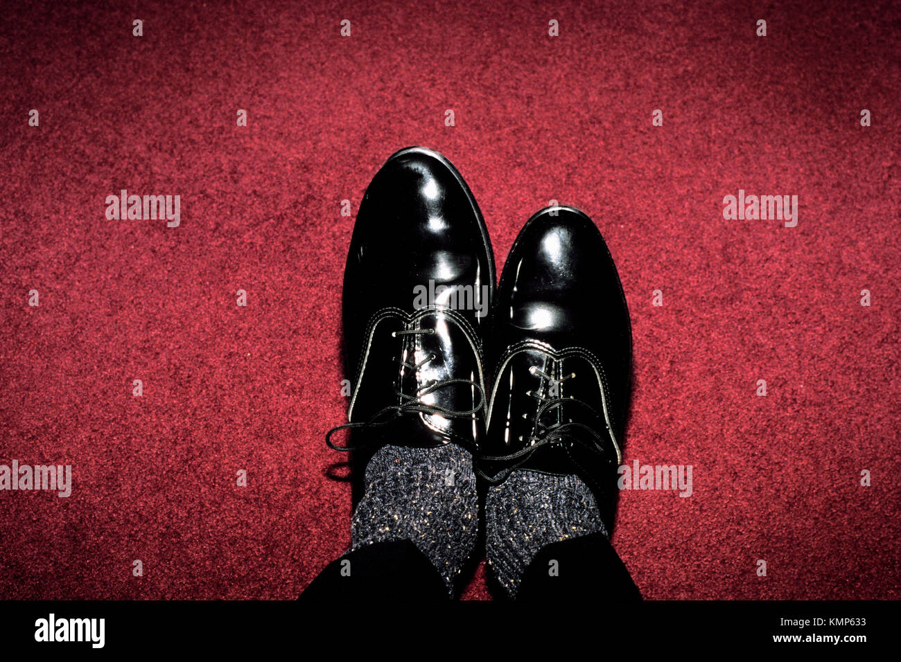Close-up of man´s dress shoes for wedding that are two different sizes Stock Photo