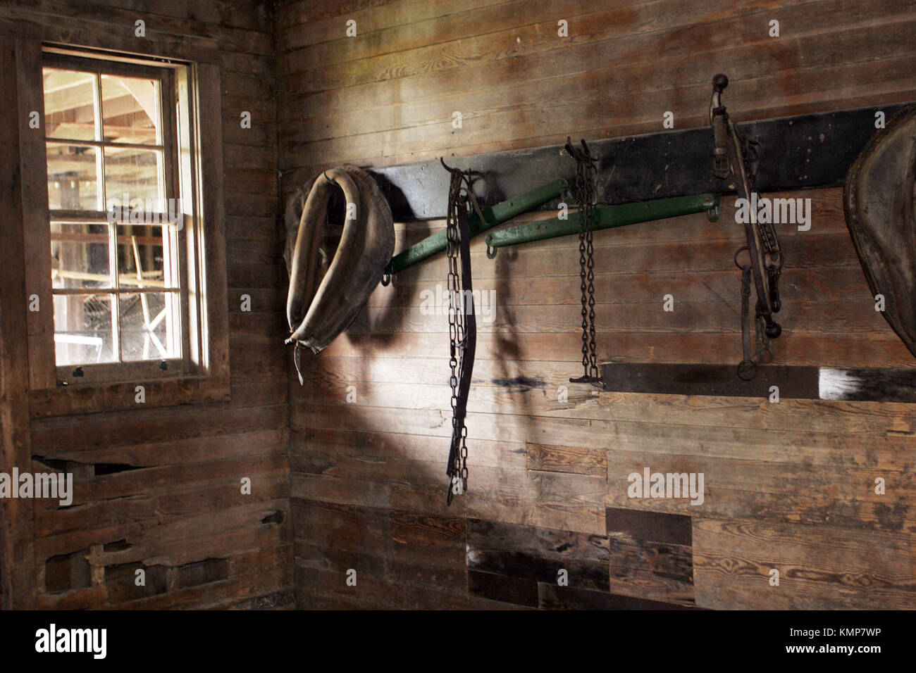 Horse stall with horse tools Stock Photo Alamy