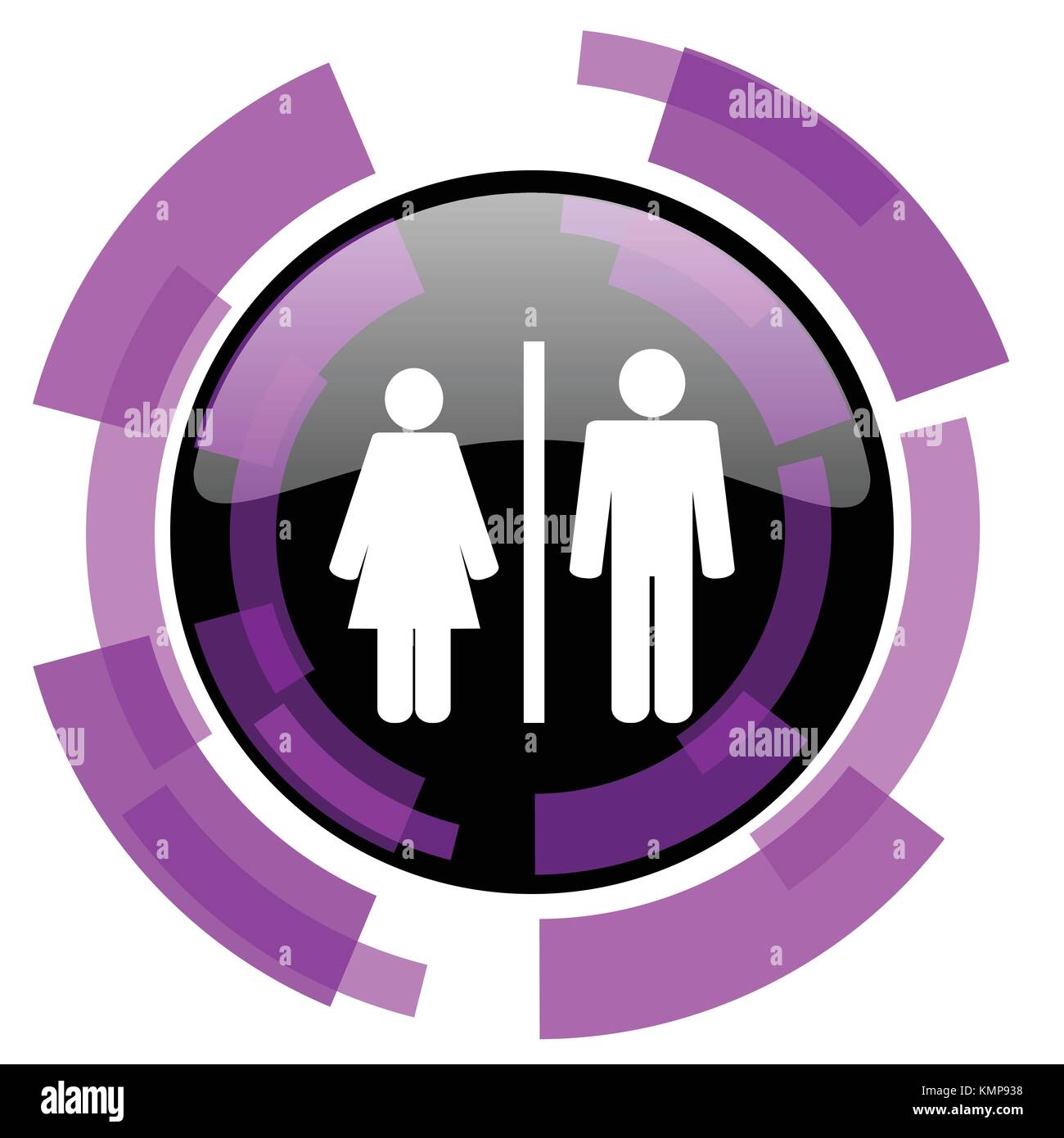 Man and Woman pink violet modern design vector web and smartphone icon. Round button in eps 10 isolated on white background. Stock Vector