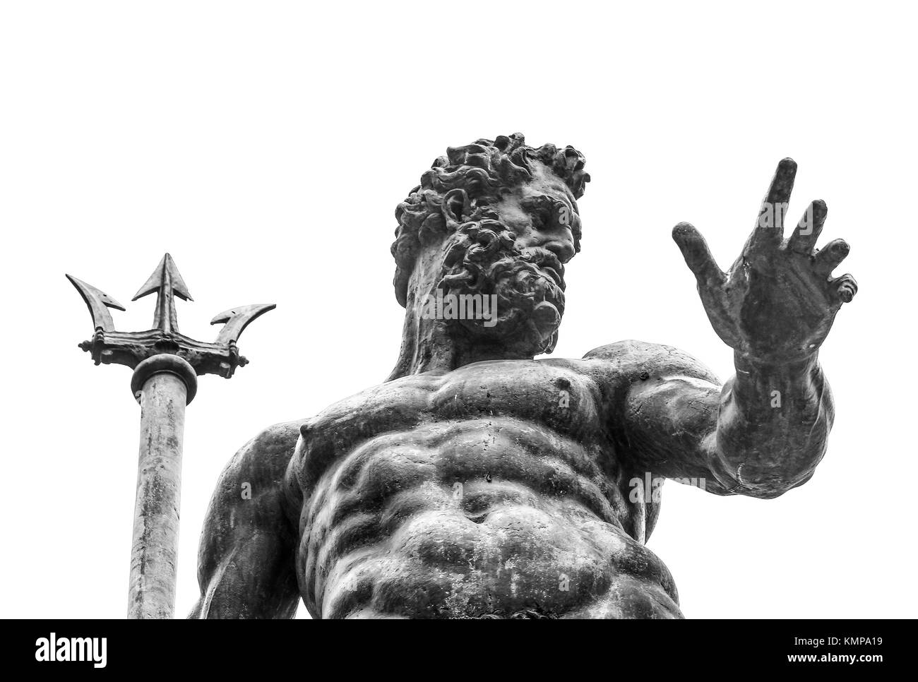 Italy, Bologna, BO - April 2, 2016-photograph from the bottom of the sculpture of Neptune located in Piazza Maggiore, Bologna.----------:Artistic scul Stock Photo