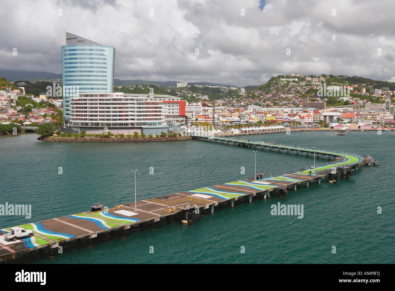 Pier, embankment and city. Fort-de-France, Martinique Stock Photo