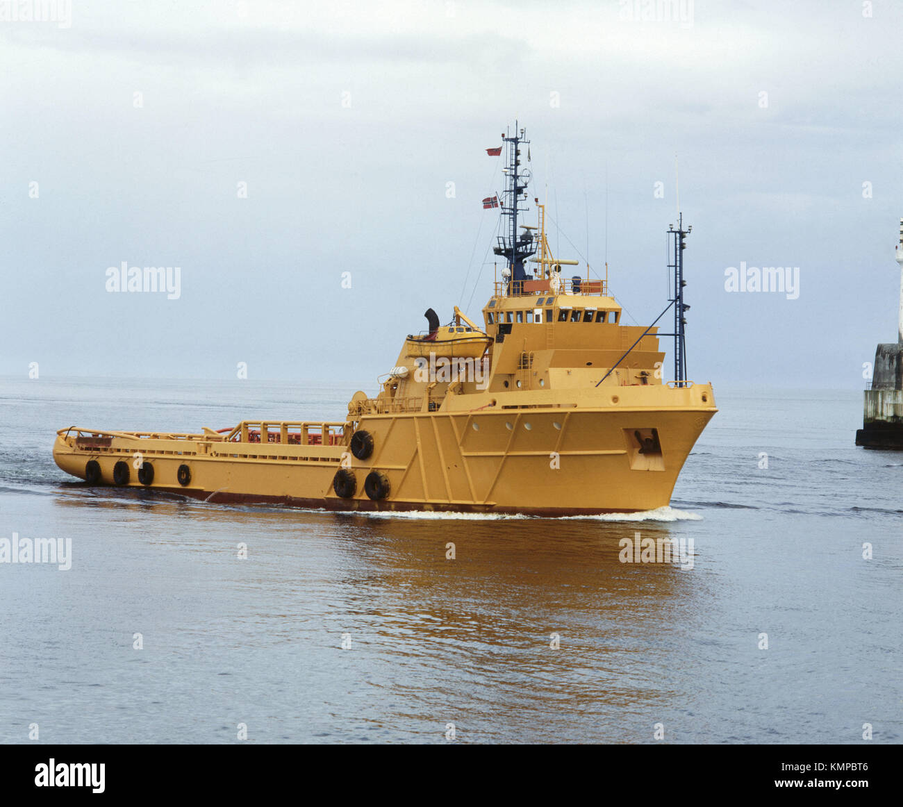 Offshore oil industry supply ship. Aberdeen harbour. Scotland Stock