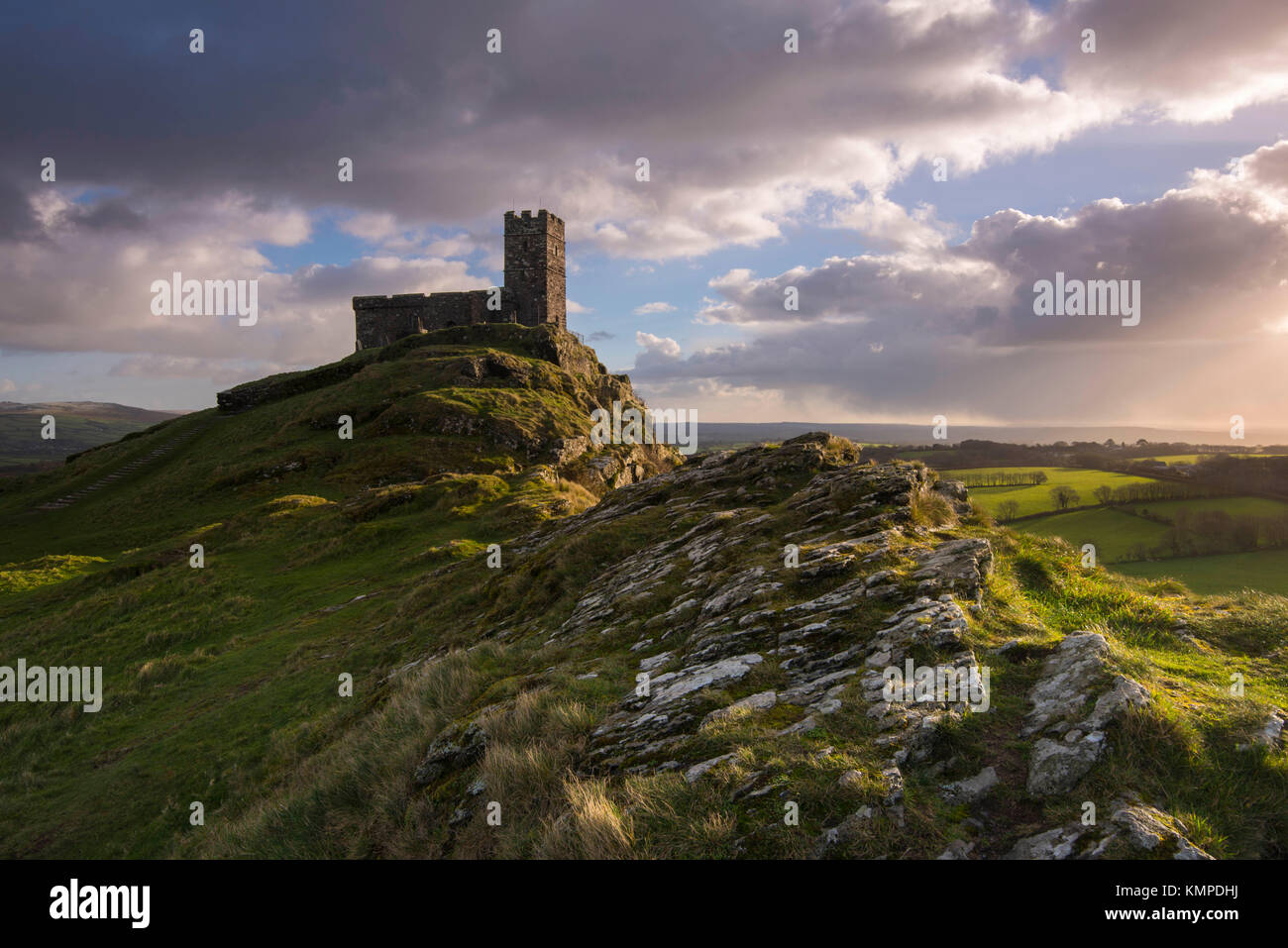 Brentor, Dartmoor, UK.  8th December 2017.  UK Weather.  The Church of St Michael de Rupe at Brentor in the Dartmoor National Park in Devon on a cold wintery day.  Picture Credit: Graham Hunt/Alamy Live News Stock Photo