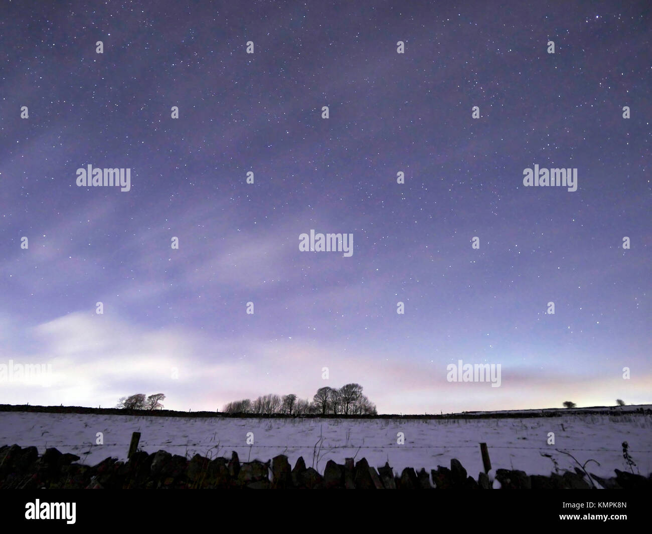 Peak District National Park, Derbyshire, UK. 8th December, 2017. UK Weather: Astrophotography of laying snow on clear night skyes at Parsley Hay designated dark sky place by Peak District National Park Derbyshire Credit: Doug Blane/Alamy Live News Stock Photo