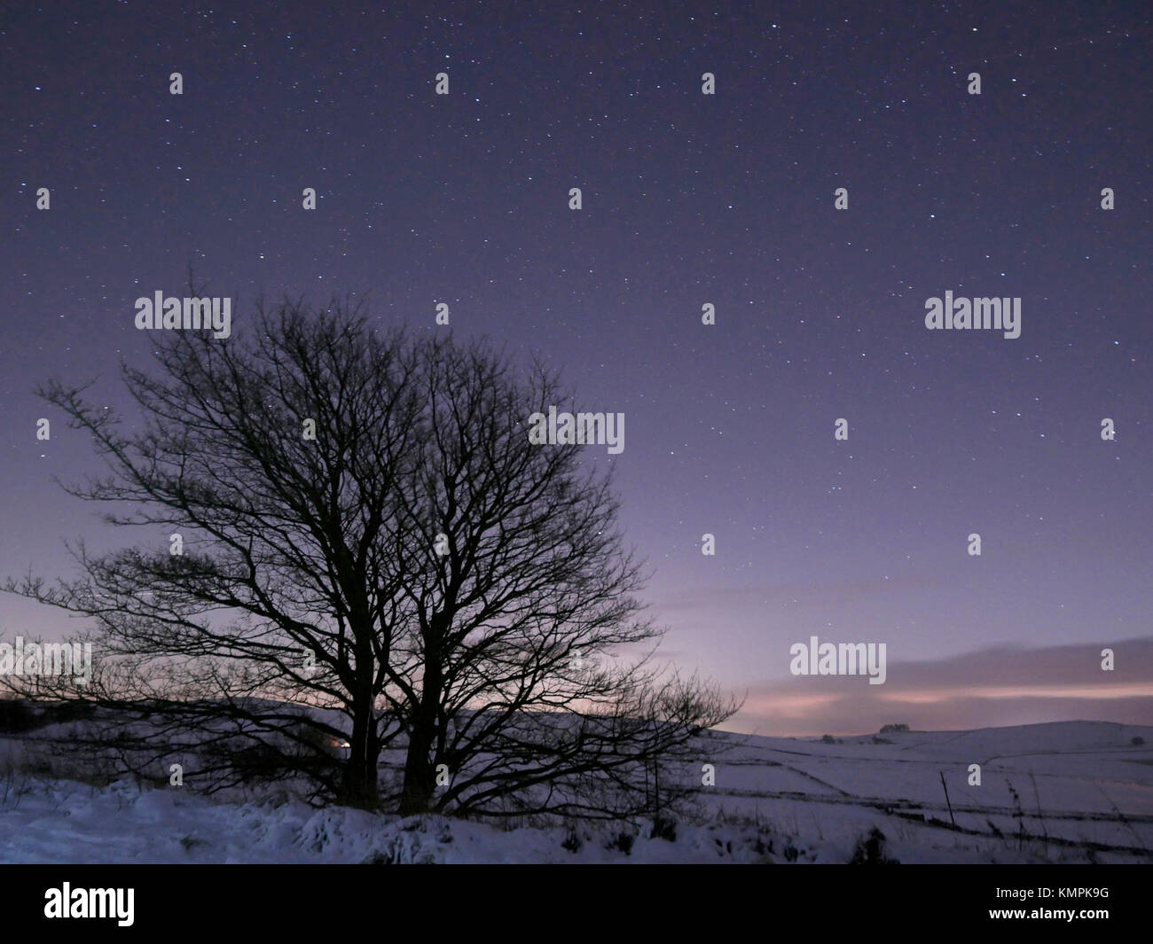 Peak District National Park, Derbyshire, UK. 8th December, 2017. UK Weather: Astrophotography of laying snow on clear night skyes at Parsley Hay designated dark sky place by Peak District National Park Derbyshire Credit: Doug Blane/Alamy Live News Stock Photo