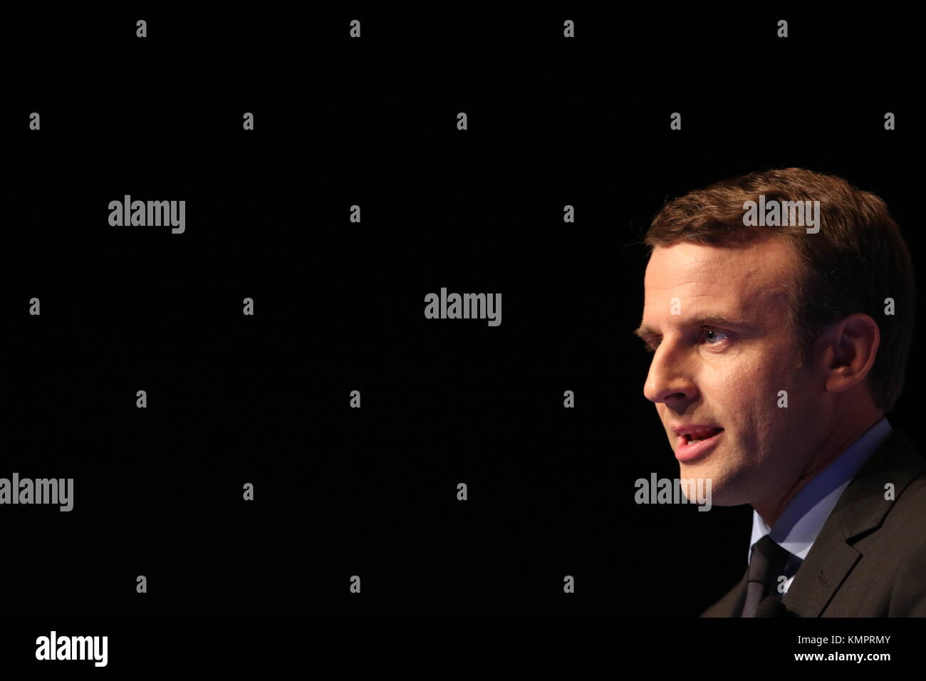 Pau ( France) April, 12 2017 ; Meeting of Emmanuel MACRON Candidate in the French  presidential election in 2017 of the Movement 'En Marche' with Franois BAYROU President of Modem, who offers his support in Zenith of Pau Credit: Sebastien Lapeyrere/Alamy Live News. Stock Photo