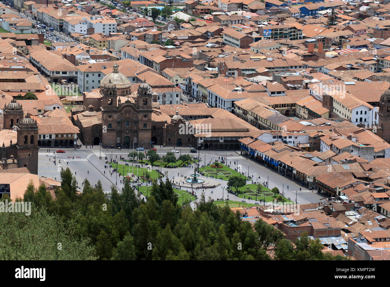 Cusco ( Peru) November, 21st 2015; View of the city of Cusco from the Archeological site of Sacsayhuaman Plaza des armas with cathŽdral and religious buildings of the city Credit: Sebastien Lapeyrere/Alamy Live News. Stock Photo