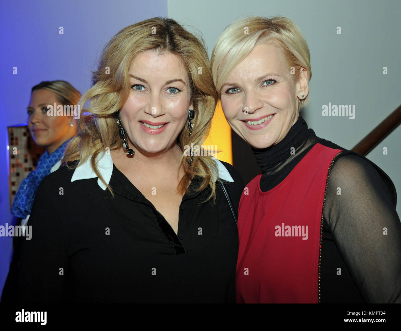 The actresses Alexa Maria Surholt (L) and Andrea Kathrin Loewig are guests at the traditional Advent meal ARD at the Bayerischer Hof in Munich, Germany, 08 Germany 2017. Photo: Ursula Düren/dpa Stock Photo