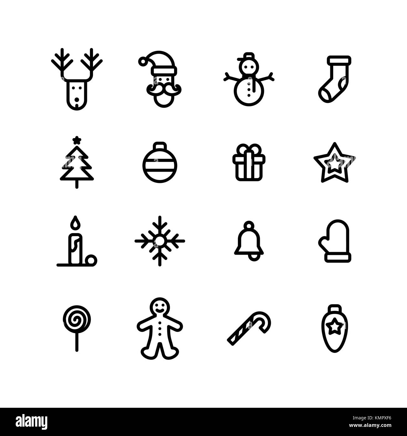 Christmas icons set simple flat style vector illustration. Stock Vector