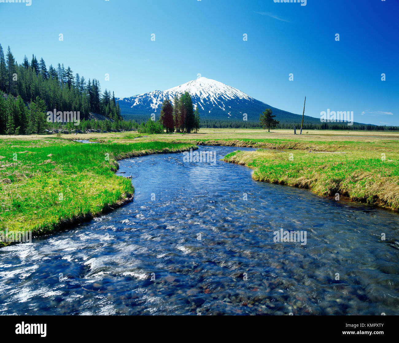 Mt. Bachelor. Sparks Lake. OR. USA Stock Photo Alamy
