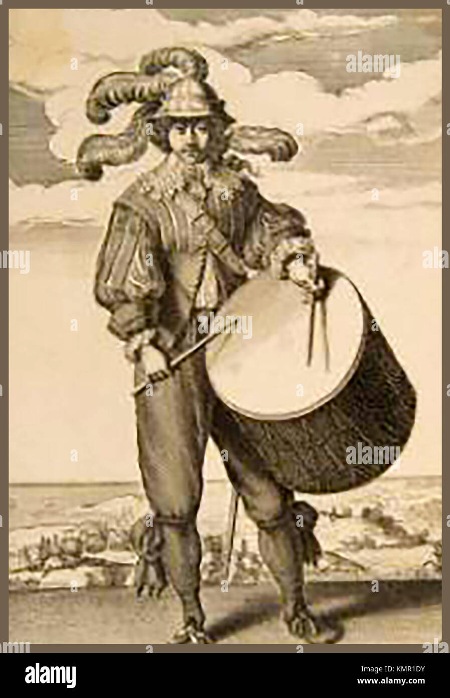 A French military Drummer 1600's Stock Photo