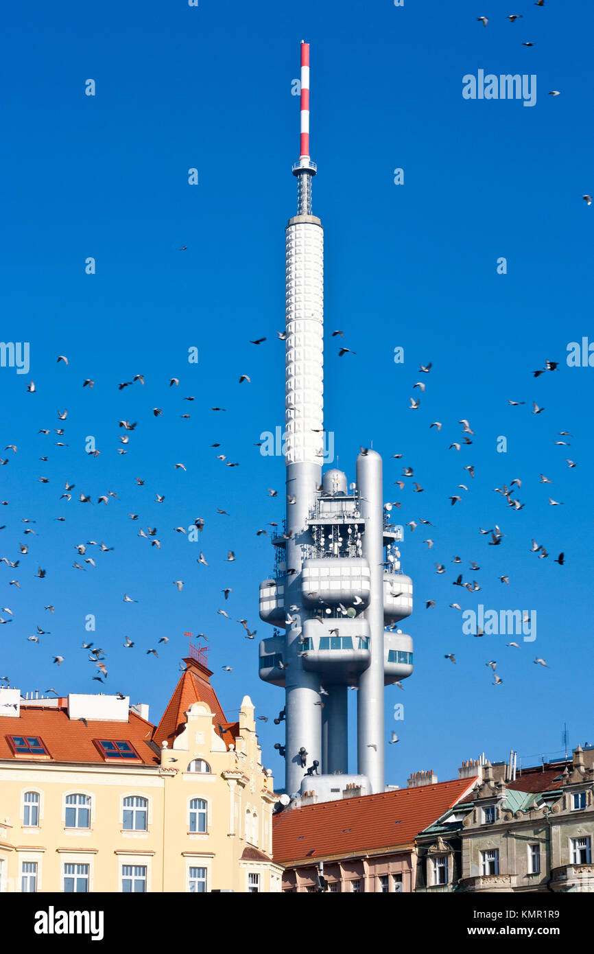 Žižkovský televizní vysílač, Žižkov, Praha, Česká republika / Zizkov television tower, Zizkov district, Prague, Czech republic Stock Photo