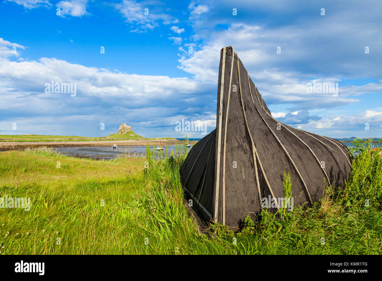 lindisfarne england lindisfarne england upturned boat storage use lindisfarne island Holy Island Lindisfarne Northumberland England UK GB Europe Stock Photo