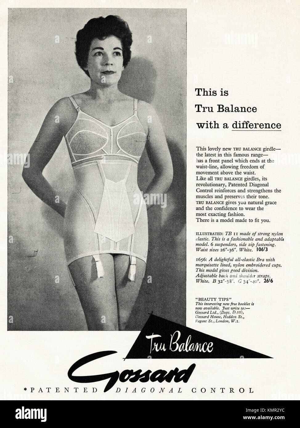 1950s old vintage original advert british magazine print advertisement  advertising Gossard ladies girdle dated 1958 Stock Photo - Alamy