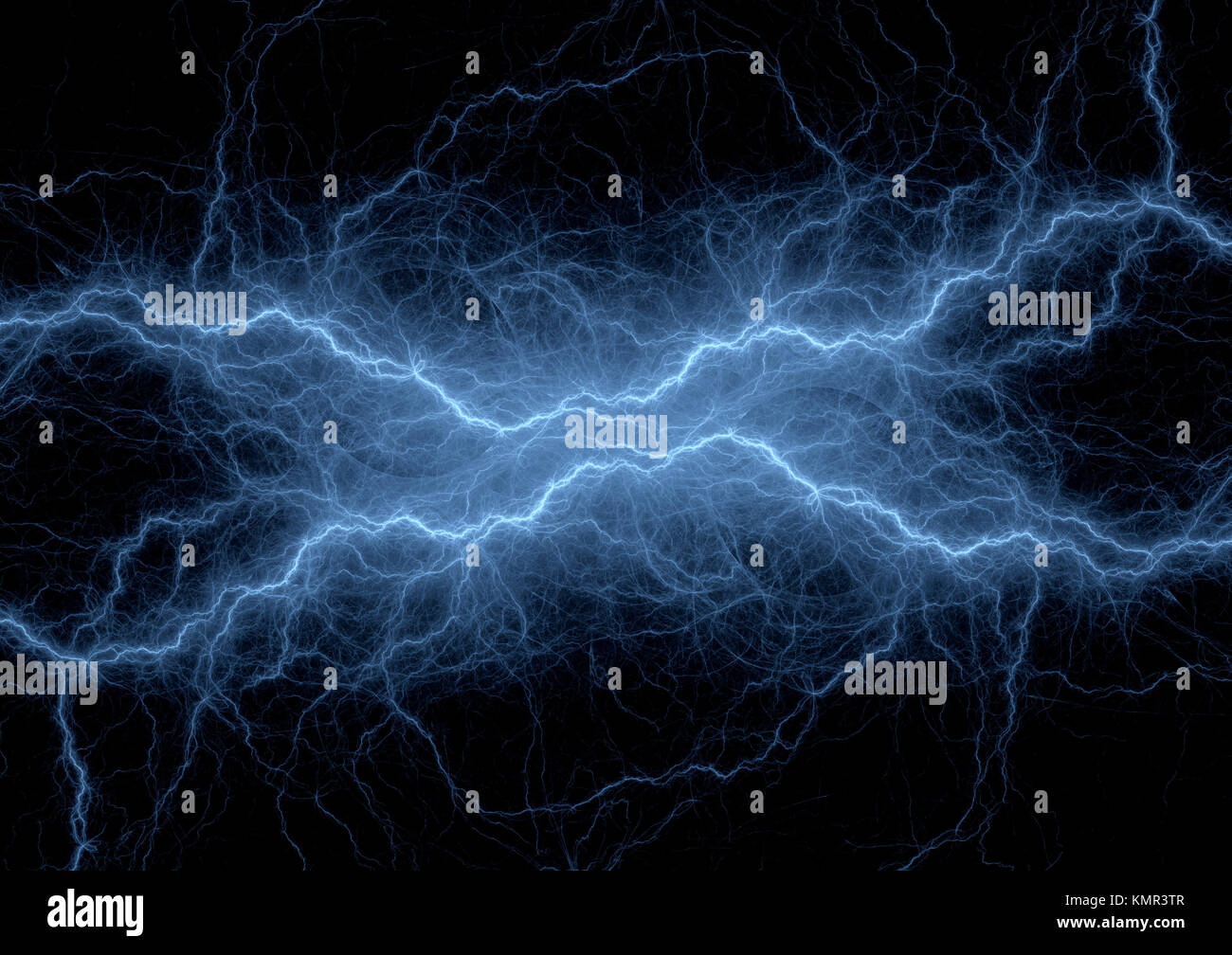 Blue lightning or sound waves visualization, digital electrocal