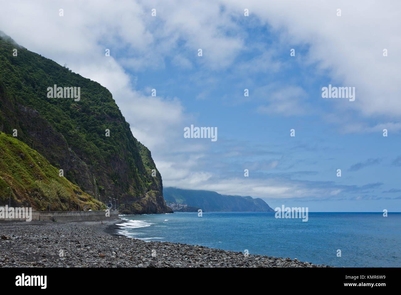 Beach on coast Madeira island, Portugal Stock Photo
