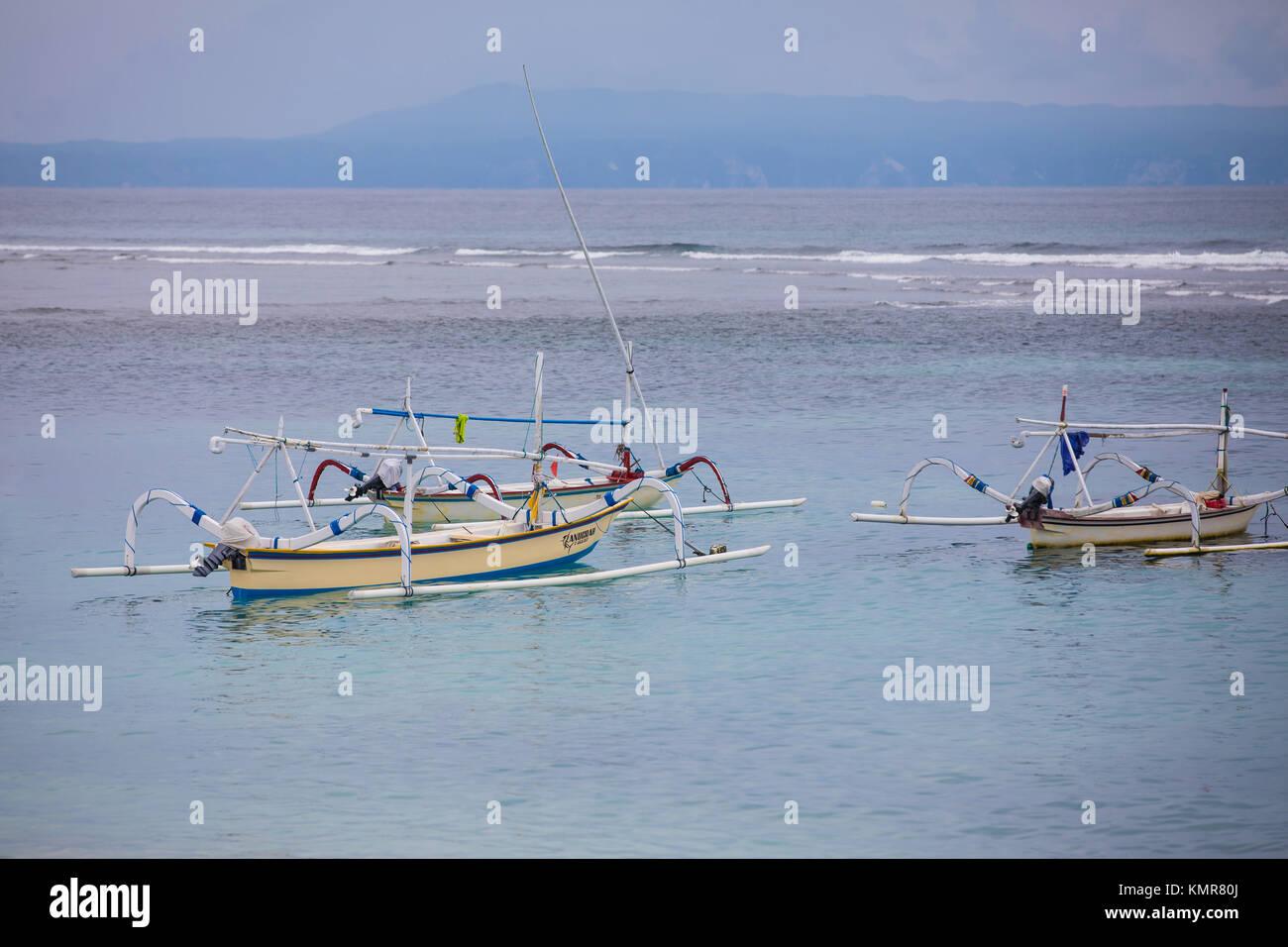 Traditional balinese fishing boats in Bali, Indonesia Stock Photo