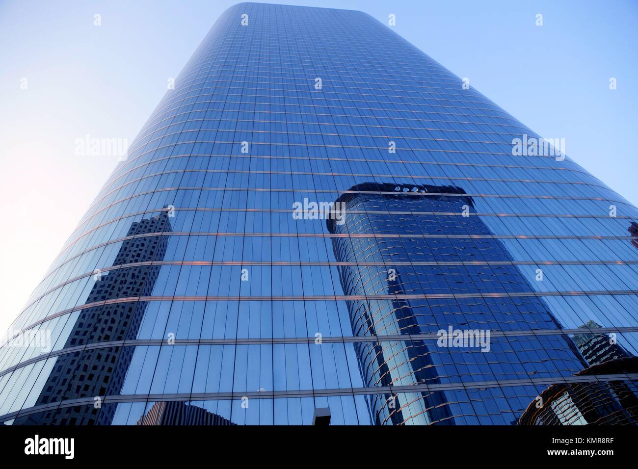 Blue mirror glass facade skyscraper buildings city of Houston Texas ...