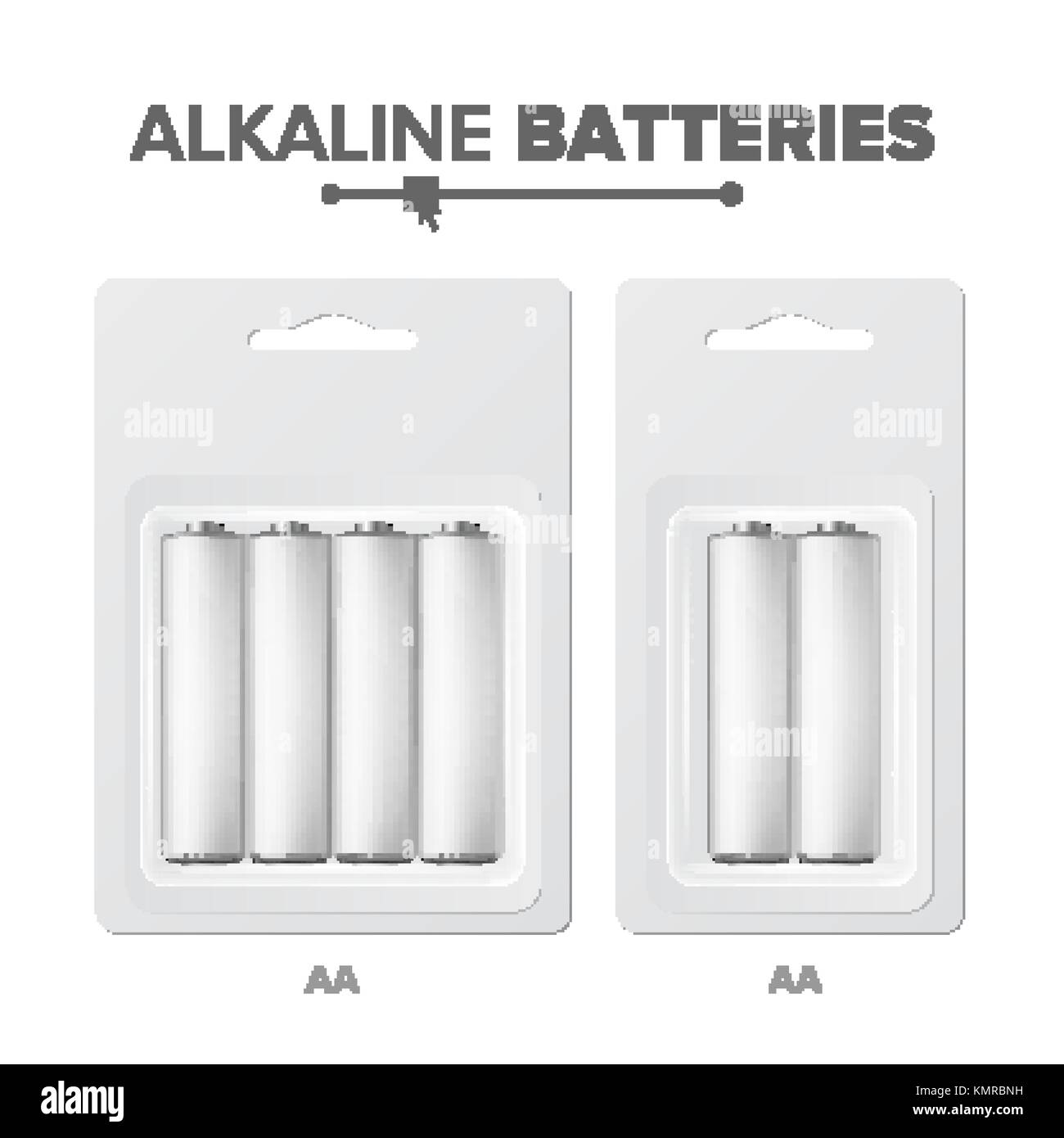 AA Batteries Packed Vector. Alkaline Battery In Blister. Realistic