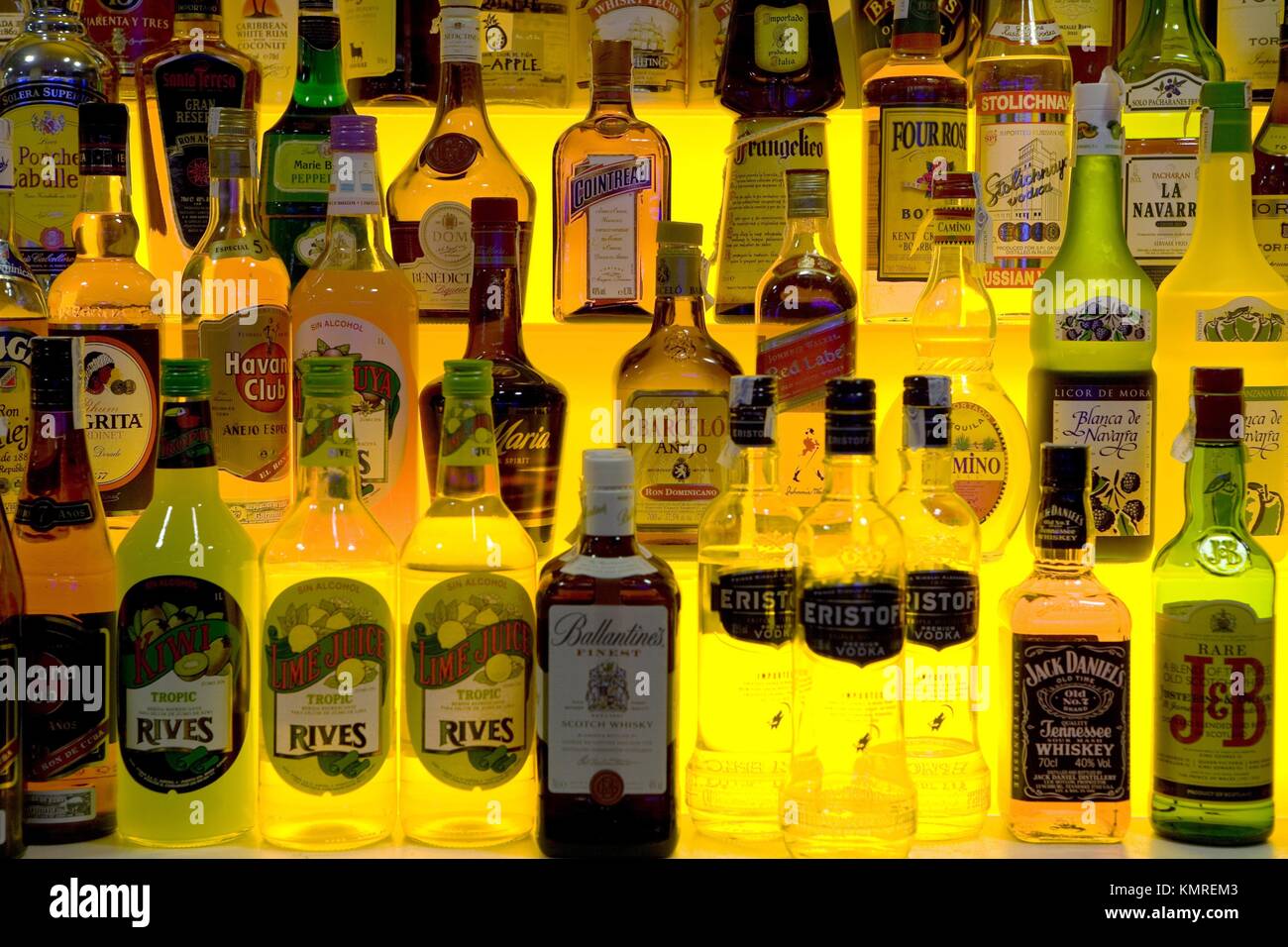 Bottles of liquor, Bar Stock Photo Alamy