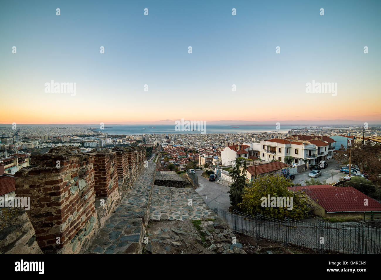 Panoramic View of Thessaloniki city, from Trigoniou Tower, Greece Stock Photo