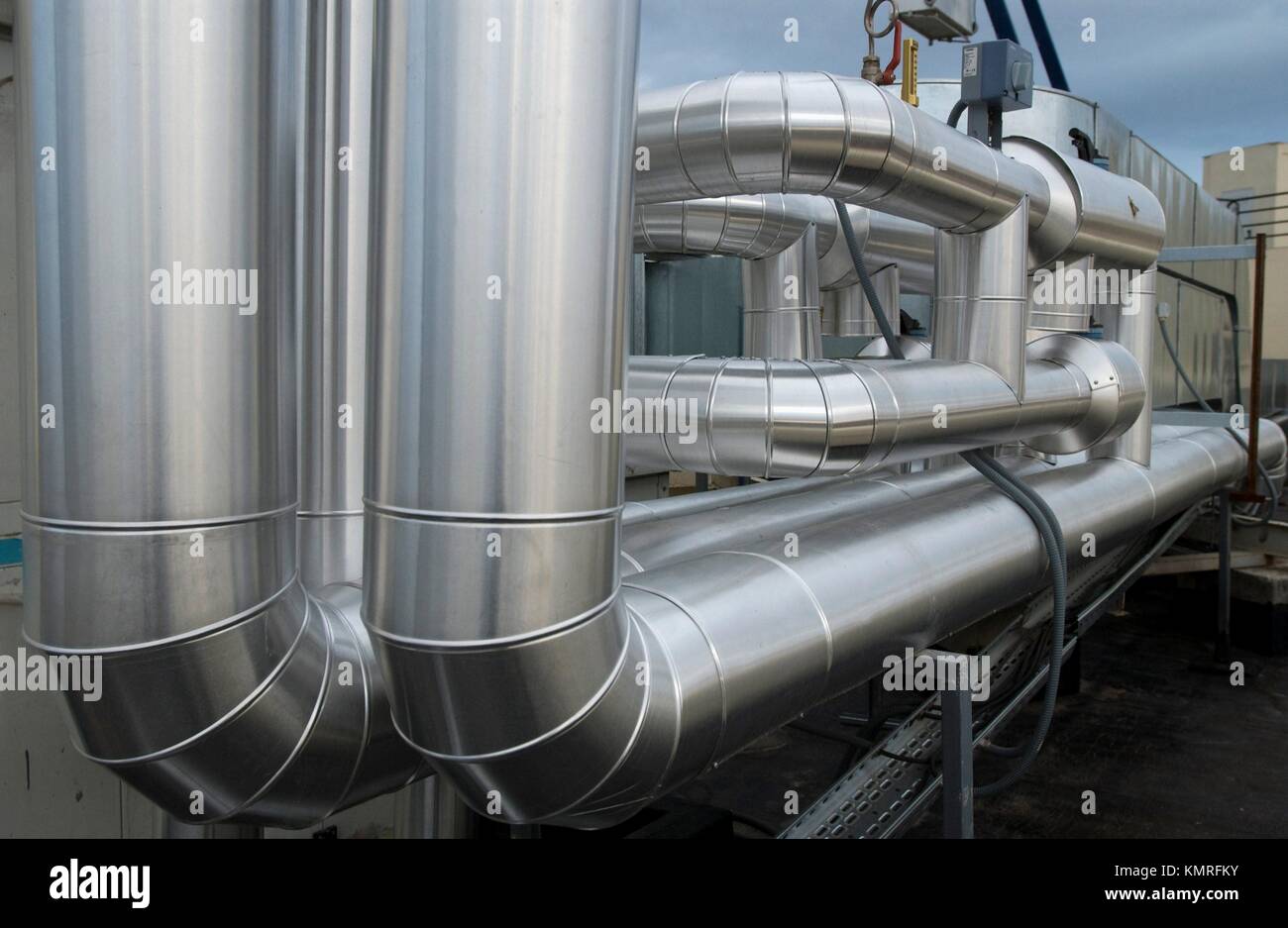 Pipes, air conditioning, Madrid, Spain Stock Photo Alamy