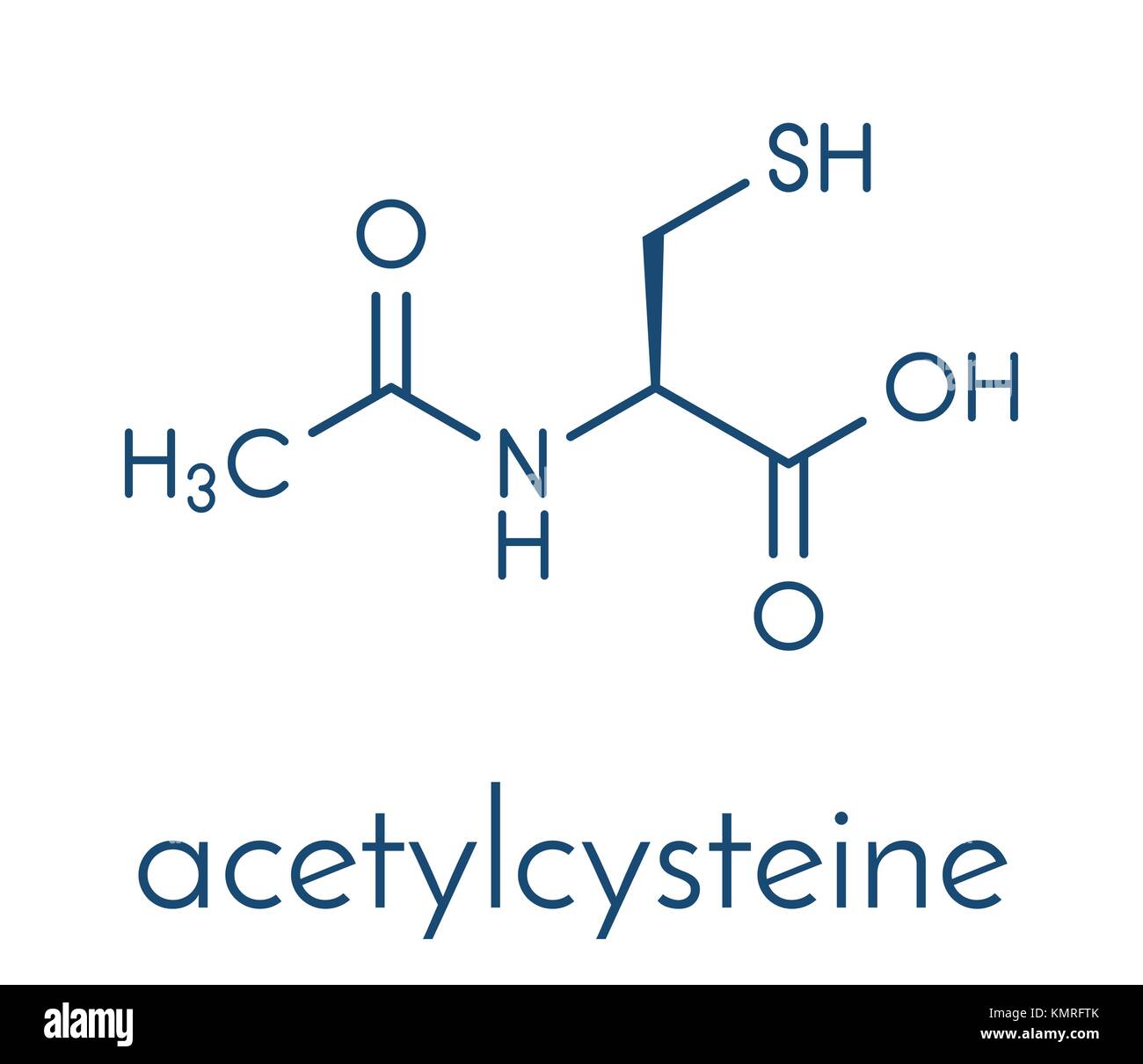Acetylcysteine (NAC) mucolytic drug molecule. Also used to treat  paracetamol overdose, Skeletal formula Stock Vector Image & Art - Alamy