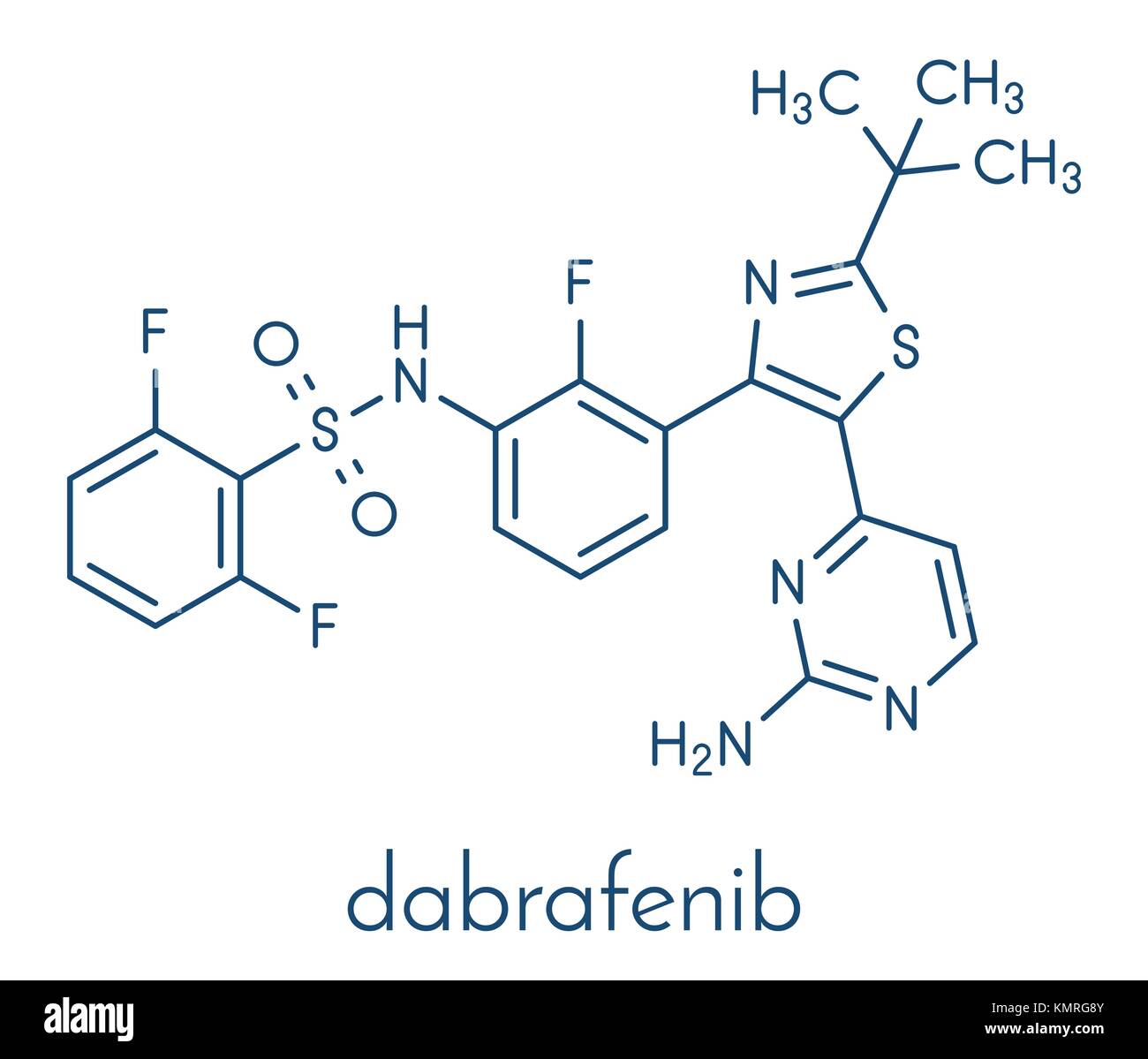 Dabrafenib melanoma cancer drug molecule. Skeletal formula Stock Vector ...