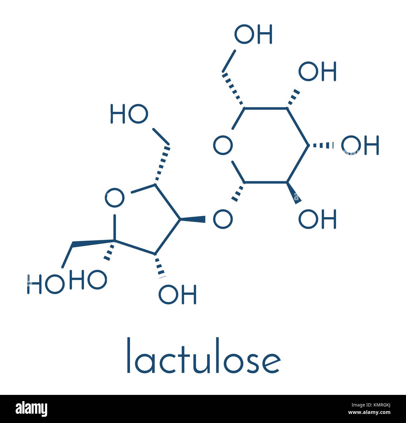Lactulose chronic constipation drug (laxative) molecule. Skeletal Stock