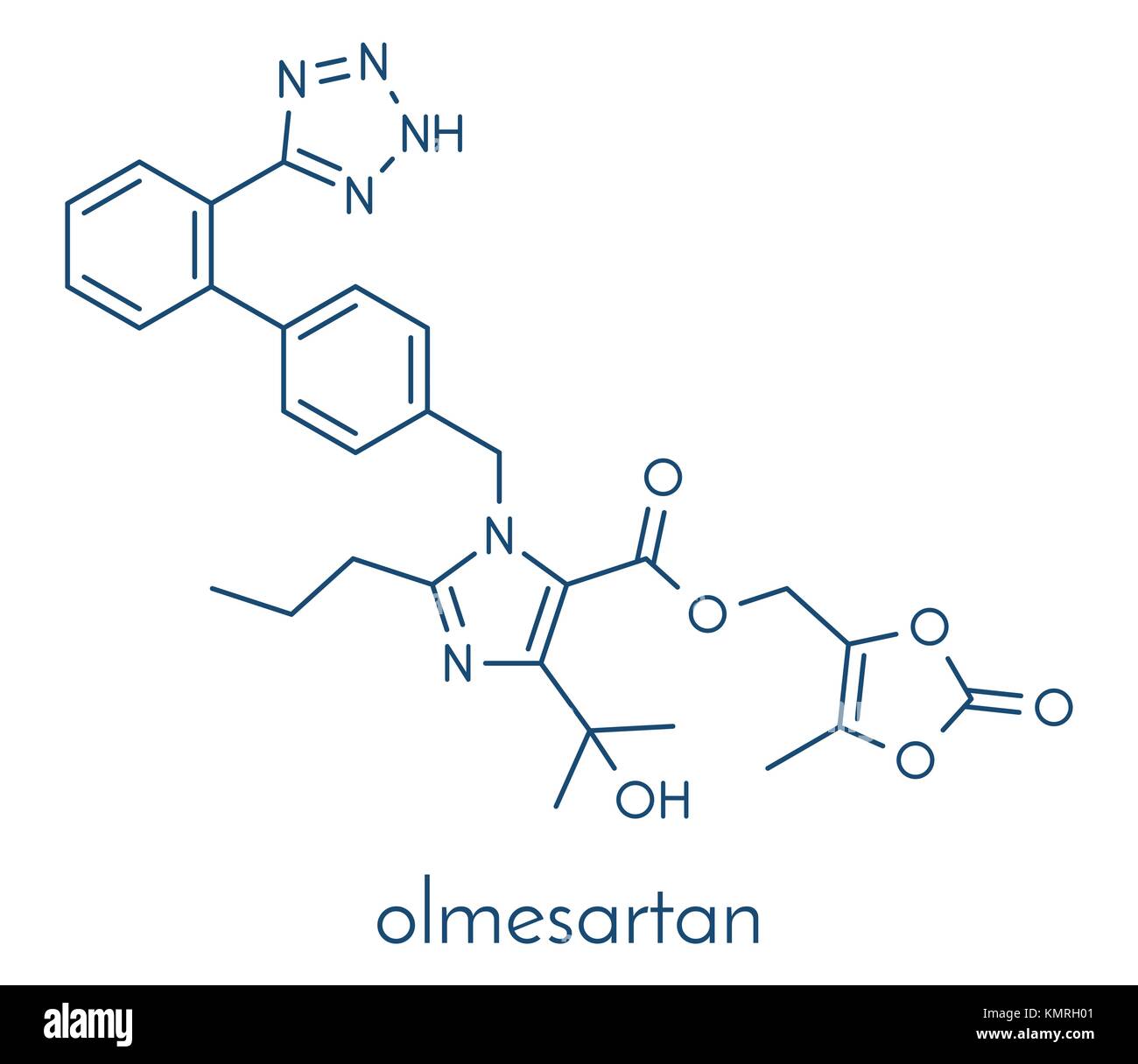 Olmesartan high blood pressure (hypertension) drug. Skeletal formula