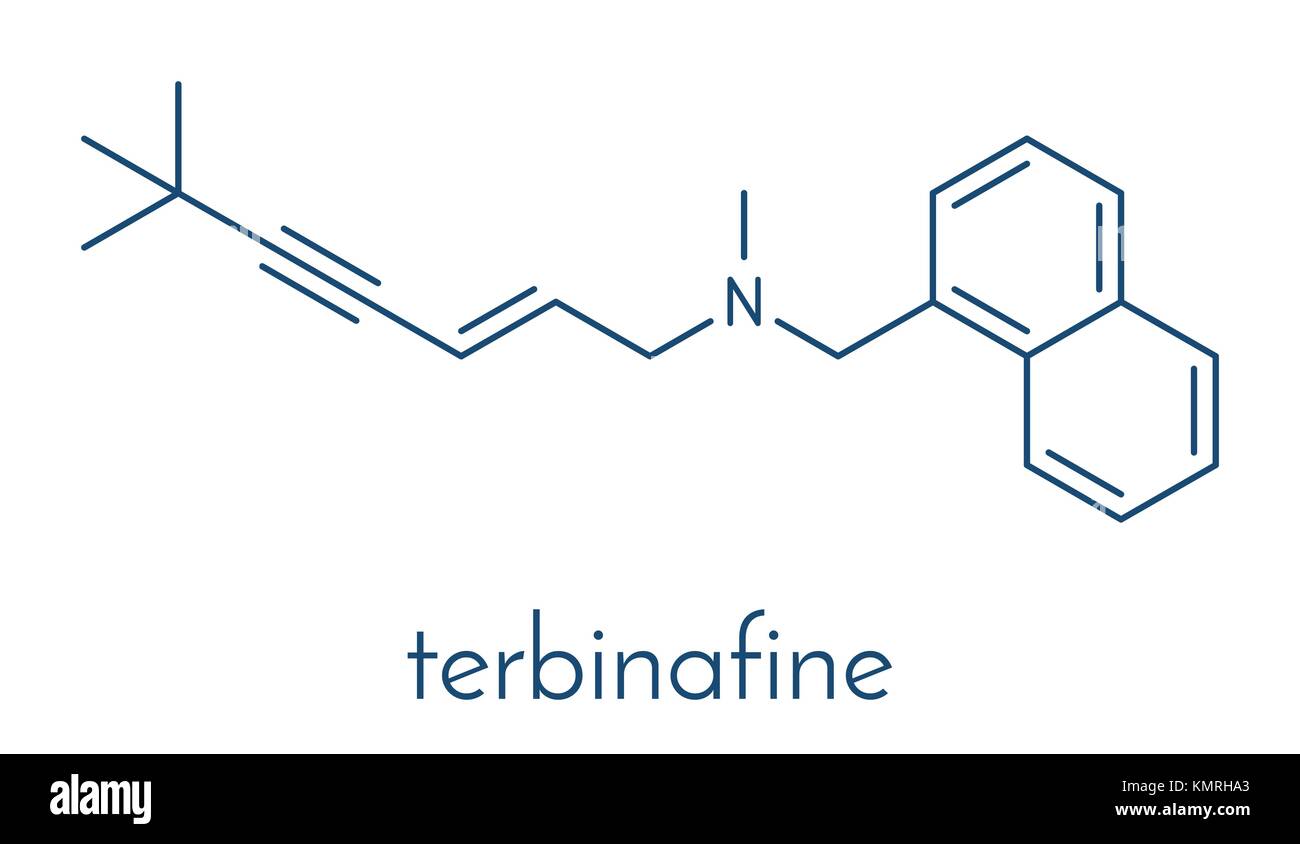 Terbinafine antifungal drug molecule. Skeletal formula Stock Vector