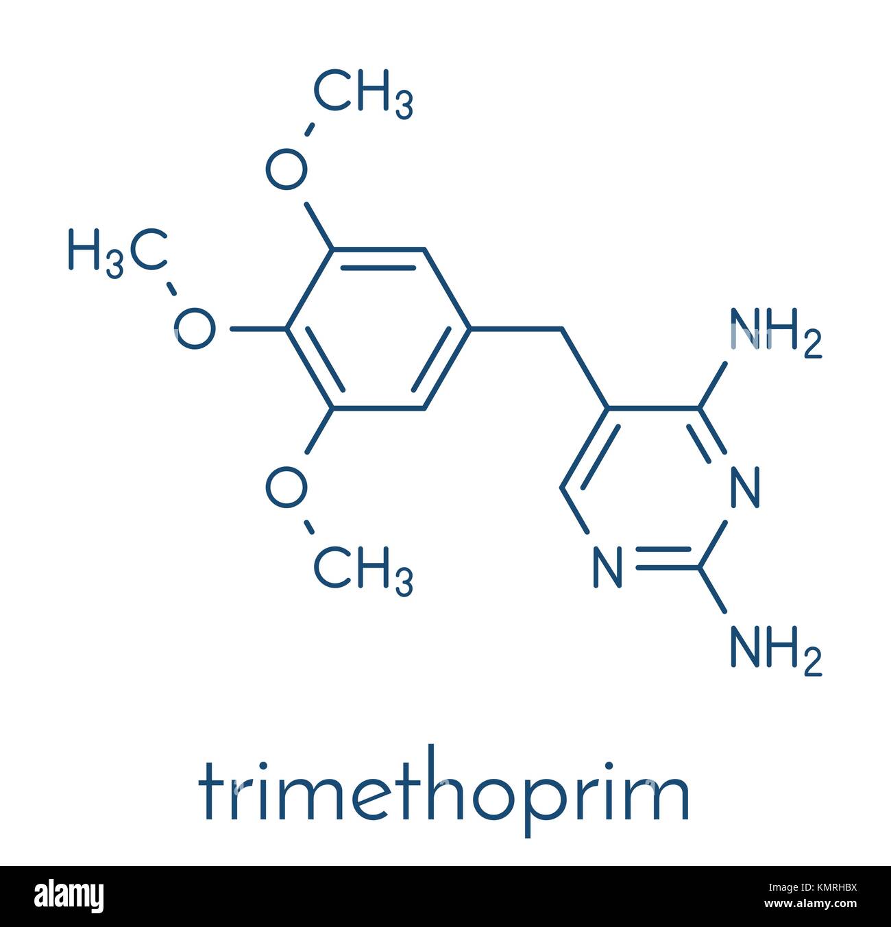 Trimethoprim antibiotic drug molecule. Skeletal formula Stock Vector