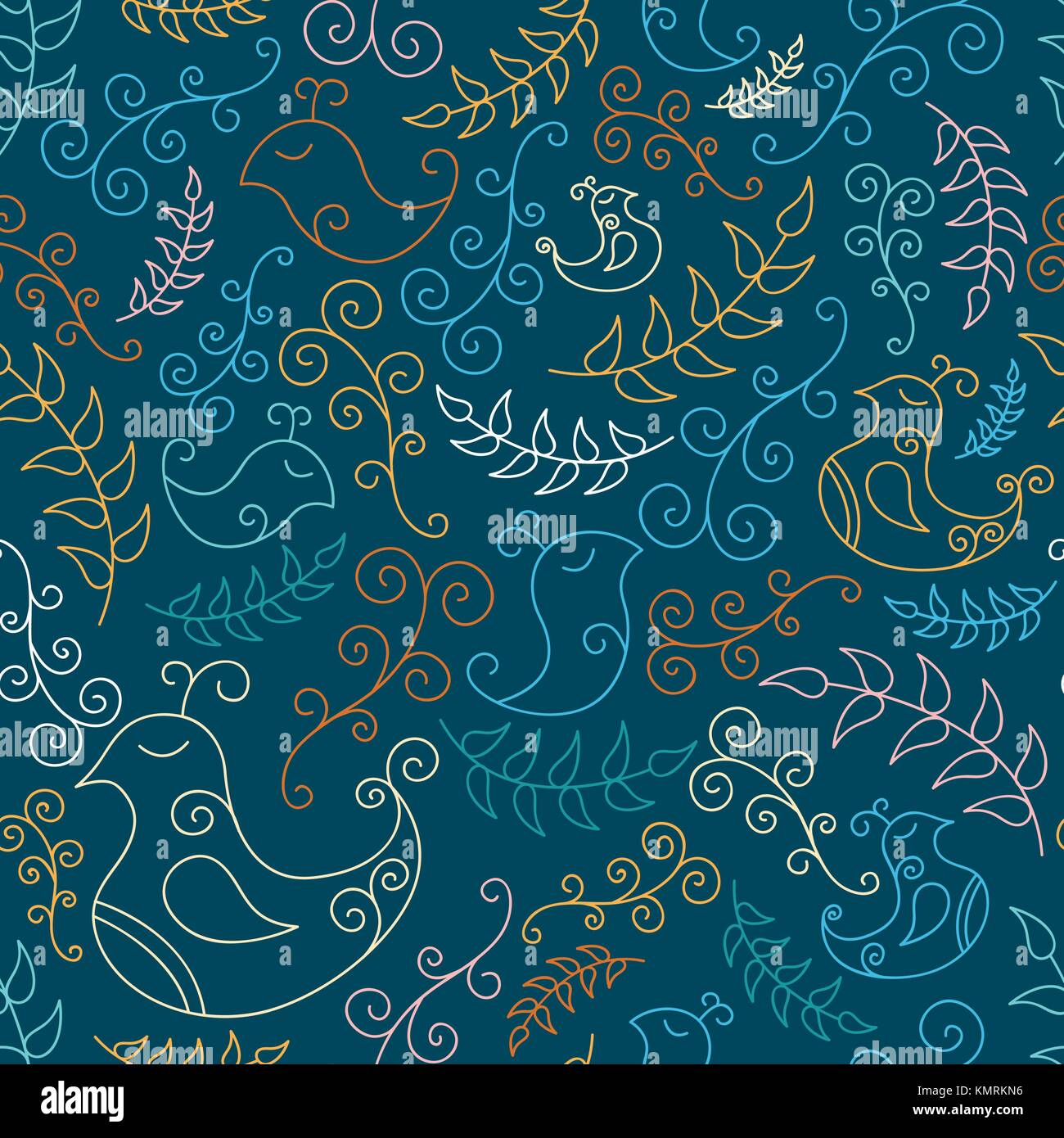 Seamless pattern with spring birds and branches Stock Vector Image ...