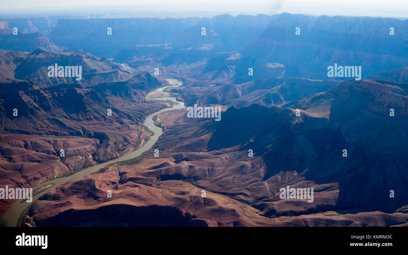 Aerial view from the Grand Canyon National Park and Colorado River Stock Photo