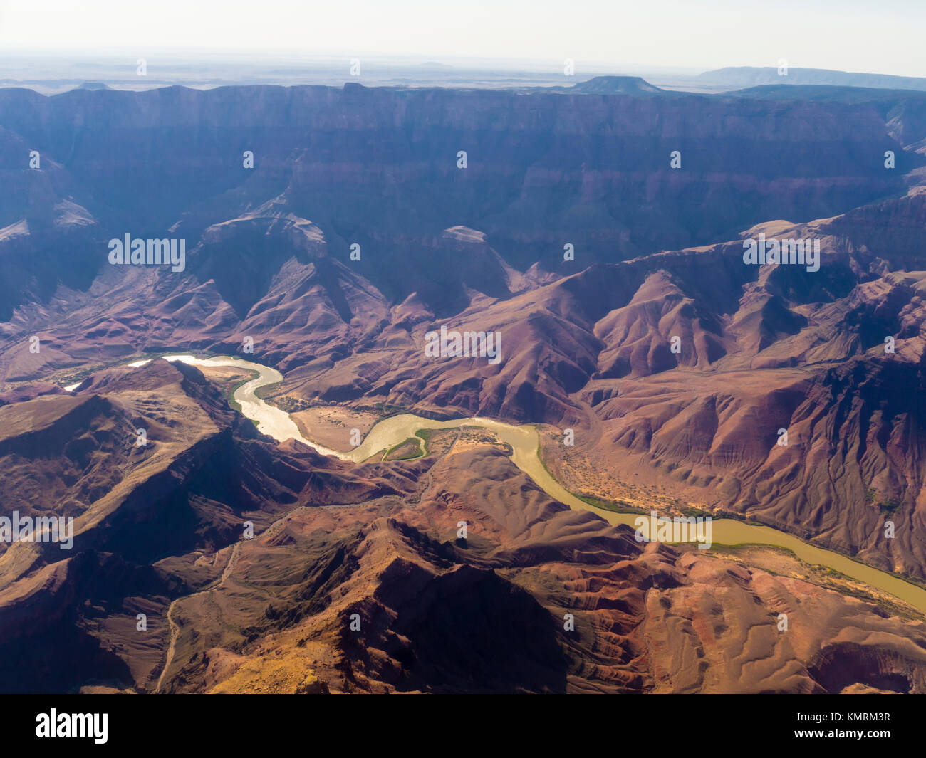 Aerial view from the Grand Canyon National Park and Colorado River Stock Photo