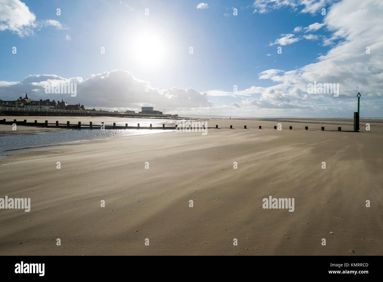 Rhyl beach on the North Wales Coast Stock Photo