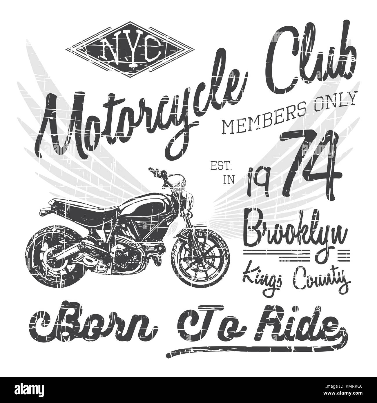 Tshirt typography design, motorcycle vector, NYC printing graphics