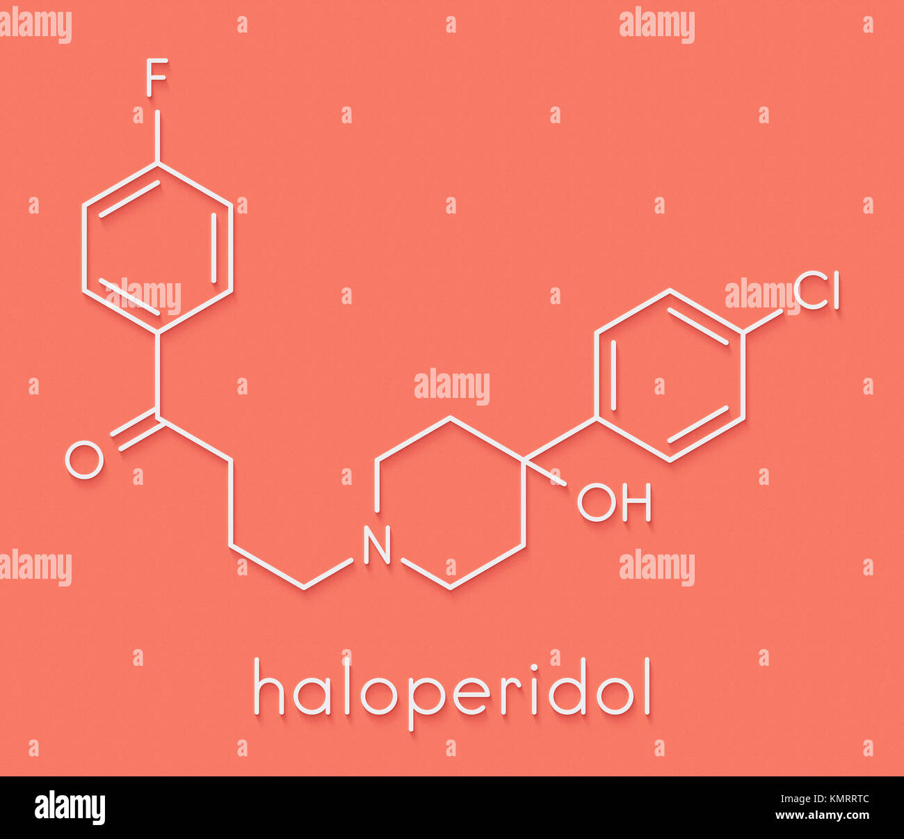 Haloperidol antipsychotic (neuroleptic) drug molecule. Skeletal formula