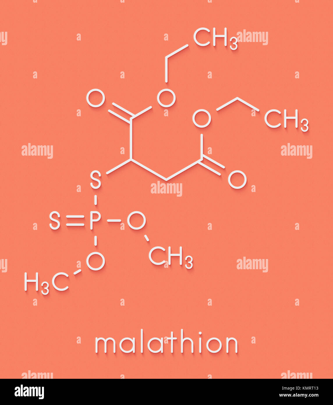 Malathion insecticide molecule. Used to treat head lice, body lice