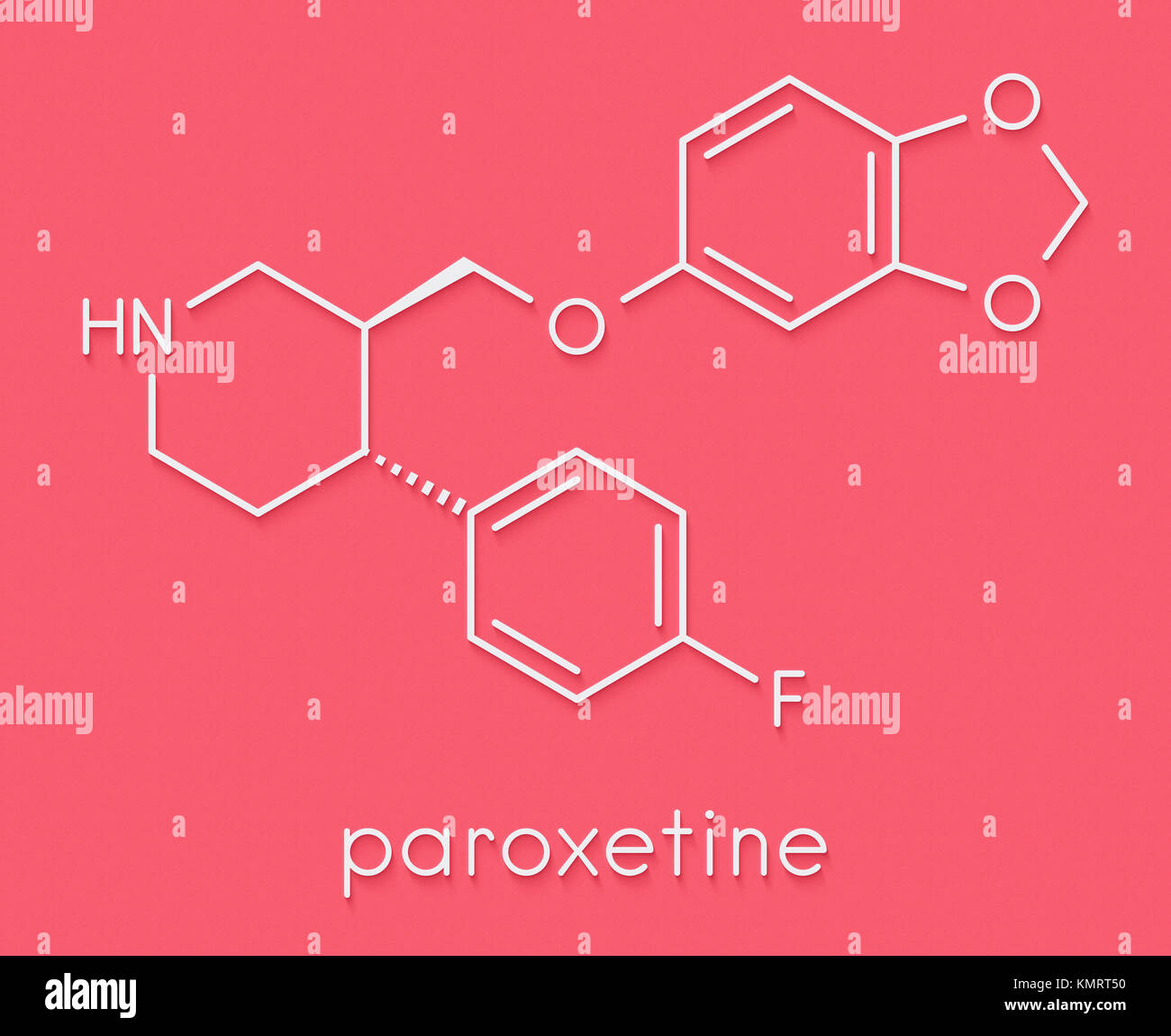 Paroxetine antidepressant drug (SSRI class) molecule. Skeletal formula