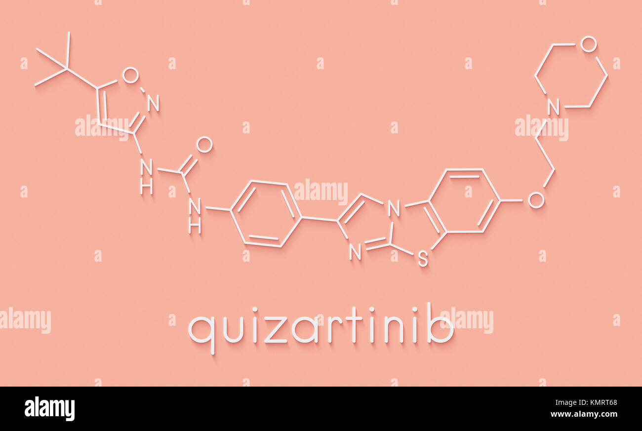 Quizartinib investigational acute myeloid leukemia (AML) drug, chemical structure Skeletal formula. Stock Photo